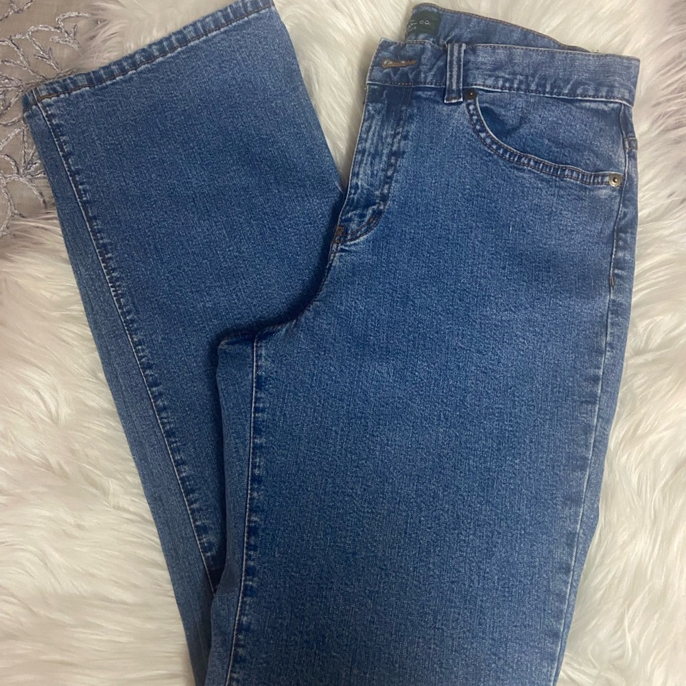 Ralph Lauren Sz 8 Women’s Blue Denim Jeans with Brown Leather Patch